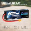 Zeee 2S 5200mAh Lipo Battery 7.4V 80C Battery with XT60