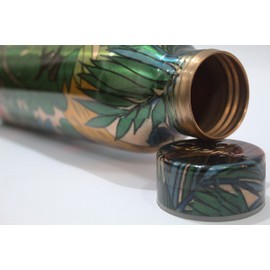 COPRON Copper Water Bottle for Drinking Water, An Ayurvedic Pure Copper Water Bottle Container Vessel 900 ml 30 fl oz, Large Leak Proof Smooth Finish, Wildflower, CZ-99ID-SXEQ