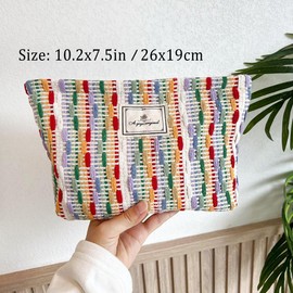 Flower Cosmetic Bags Makeup Bags for Women and Girls,Travel Makeup Bag Large Capacity Canvas Makeup Bag,Makeup Organizer Bag Zipper Pouch, Rainbow, Large Capacity Aesthetic Makeup Bags Zipper