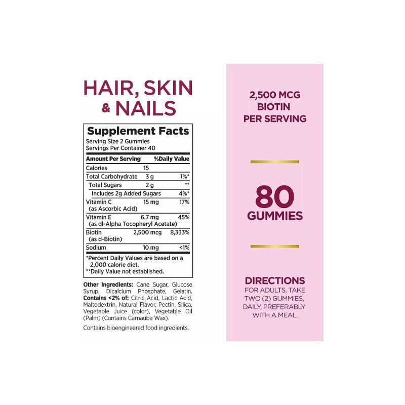 3 Pack Hair Skin Nails 240 Gummies (3x80) 2500 mcg
