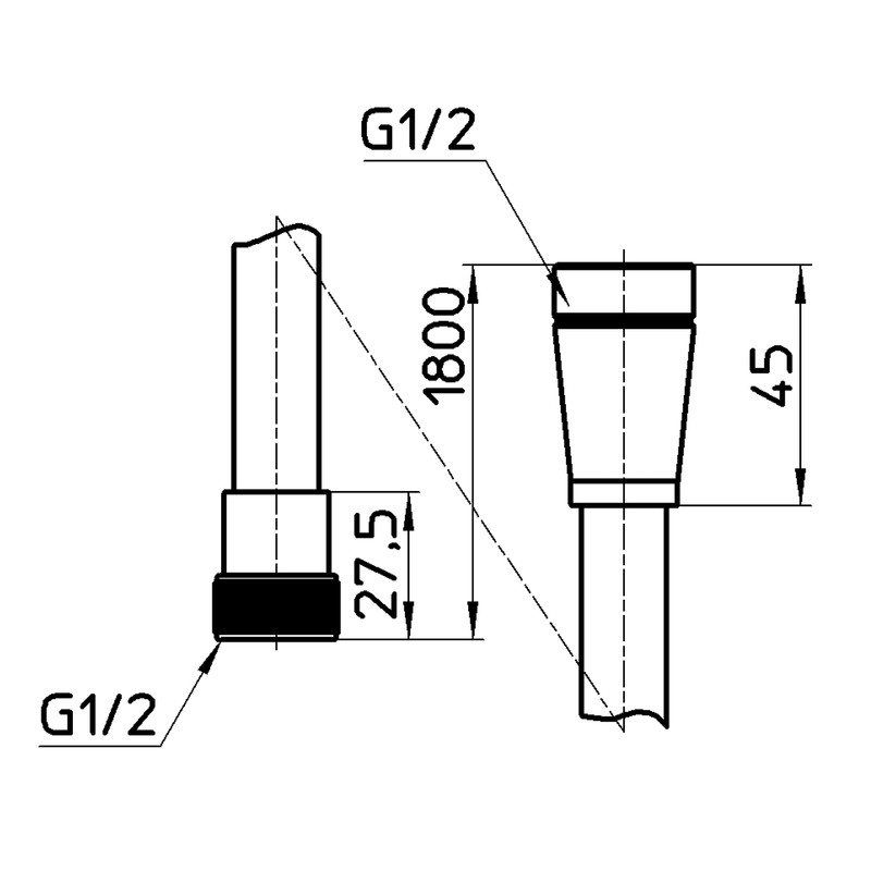 SANEI PS30-866TXB-SC6-1.8 Metallic Shower Hose Silver Tone Length with Adapter