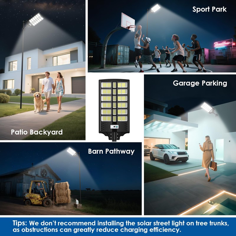 9000W Solar Street Light Outdoor Dusk to Dawn, Large Solar