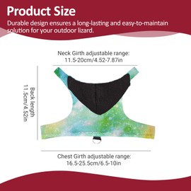 Bearded dragon lizard hoodie leash suit reptile pet outdoor chest harness chameleon squirrel leash hooded clothes suitable for bearded dragon lizard reptiles（Black hat）