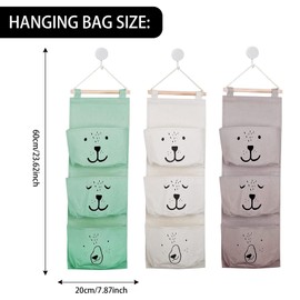 3 Stück Wand Hängen Tasche, Organizer Kinderzimmer 3 Farben Wasserdicht Hängeaufbewahrung Kinder mit 3 Taschen Hängeaufbewahrung Kinderzimmer, Geeignet für Kinderzimmer, Badezimmer, Schlafzimmer