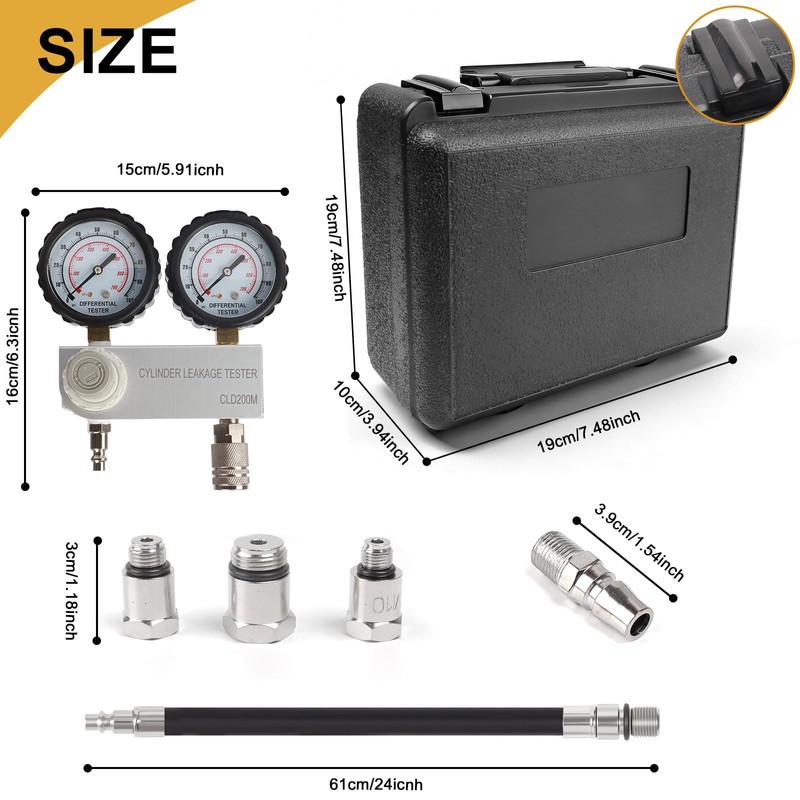 KUNGJUER Cylinder Leak Down Tester Kit, Cylinder Gas Leakage Detector
