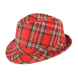 deevan New Adult Fancy Dress Trilby Tartan Scottish Burns Night Hat Bay City Rollers