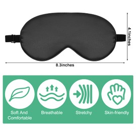 6 Pieces Natural Silk Sleep Mask Soft Eye Mask Adjustable Strap Blindfold Eyeshade Smooth Sleeping Mask Comfortable Sleep Eye Cover with Bag for Sleep (Black)