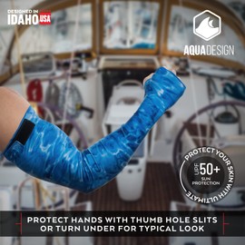 Aqua Design Arm Sun Sleeves for Men UV Protection Forearm Compression Covers, Aqua Sky, Size 2XL/XL