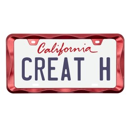Creathome 3D Curly Wave Pattern Shining Red License Plate Frame from Pure Zinc Alloy Metal