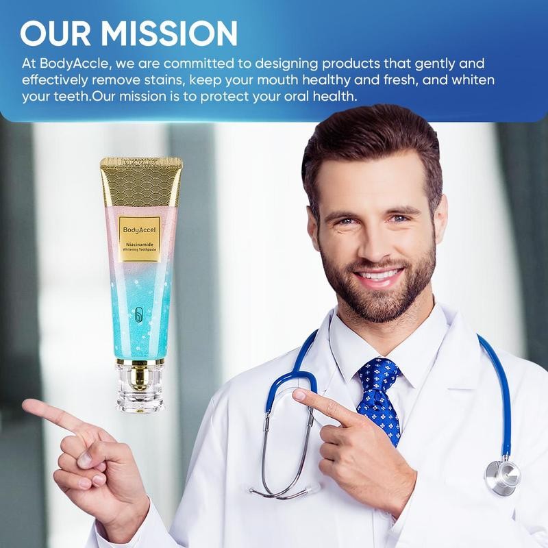 BodyAccel Whitening Toothpaste, Free of Fluoride, Nicotinamide, Anti plaque, Oral