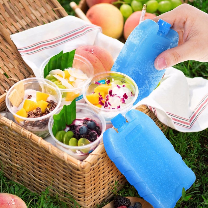 LIOOBO Blue Ice Packs for Coolers: 8PCS Reusable Ice Blocks
