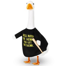 Yeyeplum Baseball Porch Goose Outfits Mess with The Honk You Get The Bonk Slogan T-Shirts and Baseball Bats for 23" Patio Goose Outdoor Garden Yard Decor