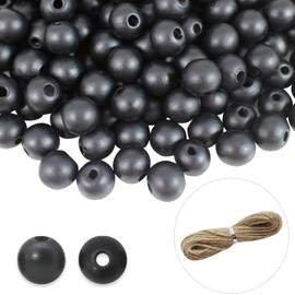 ZHFMLY 10mm 700pcs Black Painted Wooden Beads Round Space Bracelet Beads for Keychain Making, DIY Craft, Farmhouse Making, Home & Party Decoration Jewelry Making ZH157