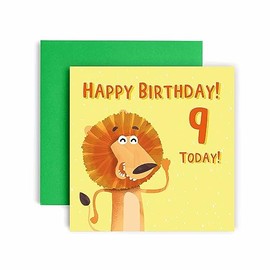 Huxters 9th Birthday Card – Lion Birthday Cards for Boys – Roar Lion Happy Birthday Card – Birthday Card for Son or Daughter Brother Sister Friend Birthday Card Envelope (9th)