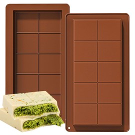 SmartKitch Dubai Chocolate Bar Mold Silicone Chocolate Bar Molds, Deep Rectangular, 2 Pack, Large Size for Stuffed Bars (2PCS Deep Size)