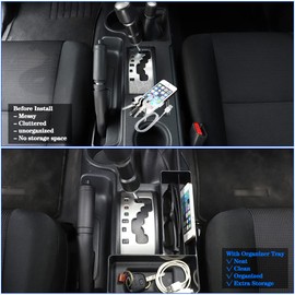 Fgtagtal Gear Shift Storage Box Compatible with Toyota FJ Cruiser 2007-2021, Gear Shift Console Side Tray Organizer, Create Extra Storage Space for Passenger Side Organizer Tray (L-Shape)