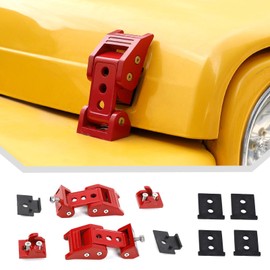 JeCar Aluminum Hood Latches for 1997-2006 Jeep Wrangler TJ Hood Locking Kit (Red)