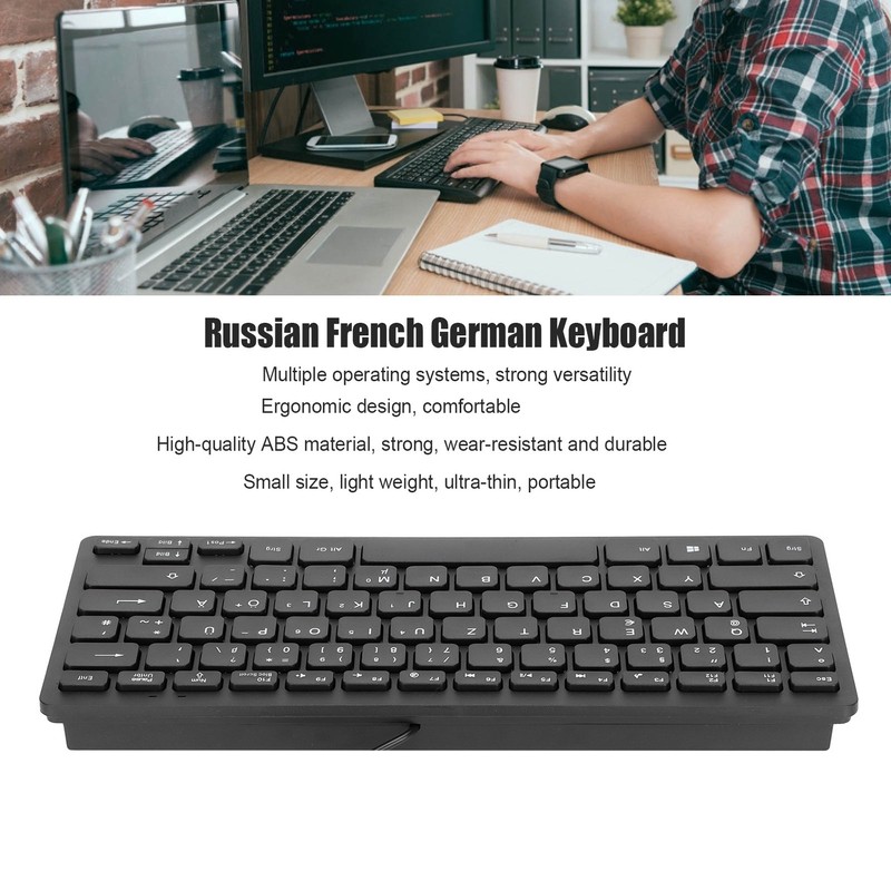 Computer Keyboards Ergonomic Design UltraThin Mini Durable Wired 78 Keys