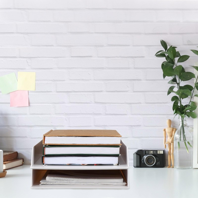 Leelosp 2 Pcs File Organizer for Desk White Letter Tray