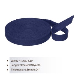 TA-VIGOR Cotton Twill Tape Ribbon 15mm, 10 Yards Bias Binding Tape Bunting Tape Soft Natural Herringbone Webbing Tape Roll for Sewing Dressmaking Gift Wrapping DIY Craft, Navy Blue