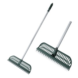 KMSUPERB Artificial Turf Rake, 47" to 63" Adjustable Long Handle with 18" Wide Head – Turf Rake for Artificial Grass, Carpet, Lawn Sweeper, Pet Hair & Debris Remover