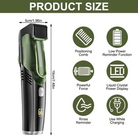 AVCXEC Barttrimmer Herren, Vacuum Beard Shaver for Men, IPX6 Wasserdichter Bartschneider Herren mit 2 Kämmen, Unterstützt 20 Längen 1-20mm, Wiederaufladbarer Bart Trimmer, für Schnurrbart Koteletten