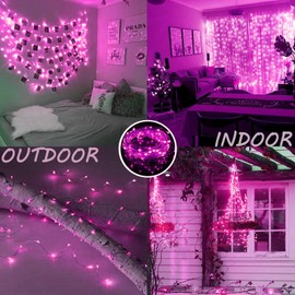 66Ft 200 LED Pink Fairy Lights Plug in, Waterproof String Lights Outdoor & Indoor 8 Modes with Timer Bedroom Decor, Christmas Light Bedroom Decor, Twinkle Light for Girl's Room Mom Mother's Day