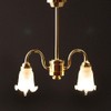 Melody Jane Dolls House 2 Arm Chandelier Frosted Tulip Shades