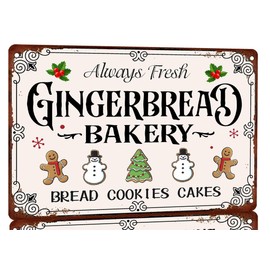 Always Fresh Gingerbread Bakery Bread Cookies Cakes Metal Tin Sign Vintage Farmhouse Christmas Decor for Cafe Home Pubs Garage Shop Club Decor Plaques Outdoor or Indoor Christmas Poster 8x12 inch