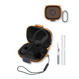 Case for Beats Powerbeats Pro 2 Wireless Bluetooth Earbuds,BOVUGAC High Transparency Soft TPU Shockproof Cover with Keychain,Cleaning Kit and Lanyard-Clear Orange