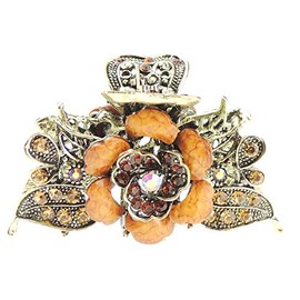 Glamour Girlz Ladies Vintage Style Gold 8cm Purple Hair Claw Clamp