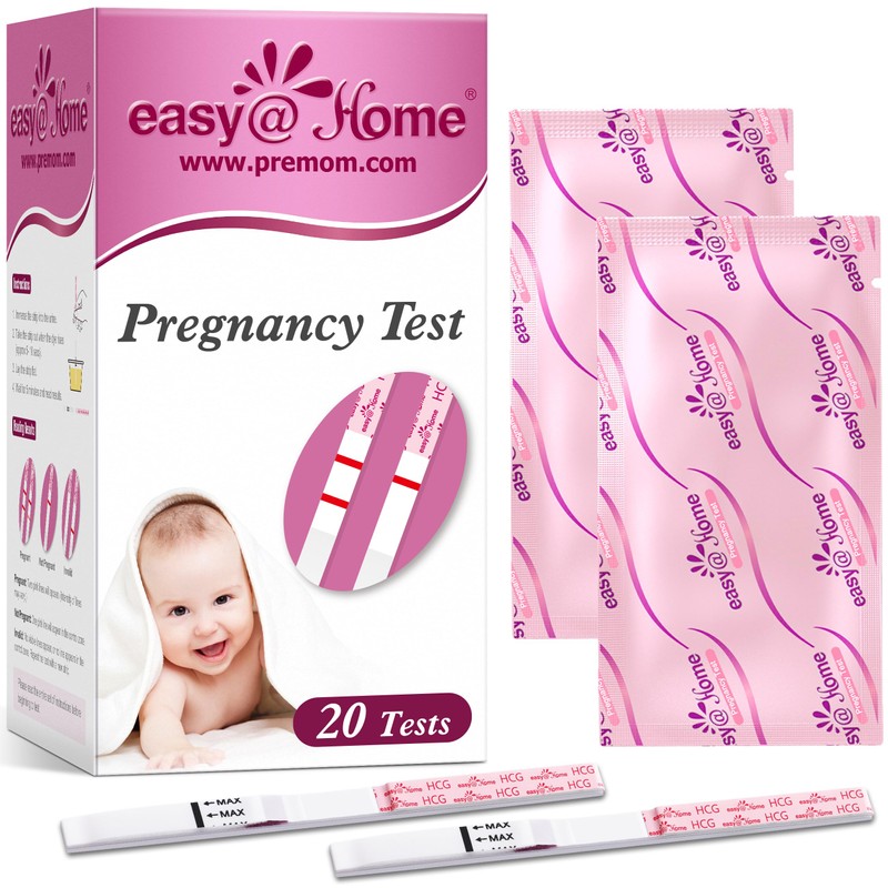 easy@Home Tiras de Embarazo, 20 hCG, Detección Temprana, App Premom