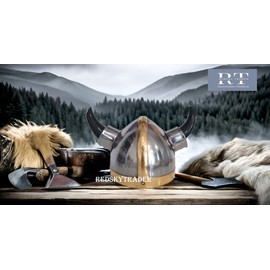 REDSKY TRADER Viking Helmet with Horn | Norse Medieval Warrior Helmet | Wearable Adult Armor LARP Fantasy |18 Gauge Steel Costume