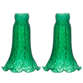 ANYONGLU Lily Lampshade Only 2 Pack Green Tulip Flower Glass Lamp Shade Replacement Tiffany Style Lily Table Floor Lampshade Replacement
