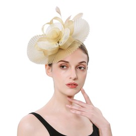 Tea Party Fascinators Hat Flower Feather Cocktail Headwear Fascinators Party Prom Elegant Opera Headband with Clip Veil