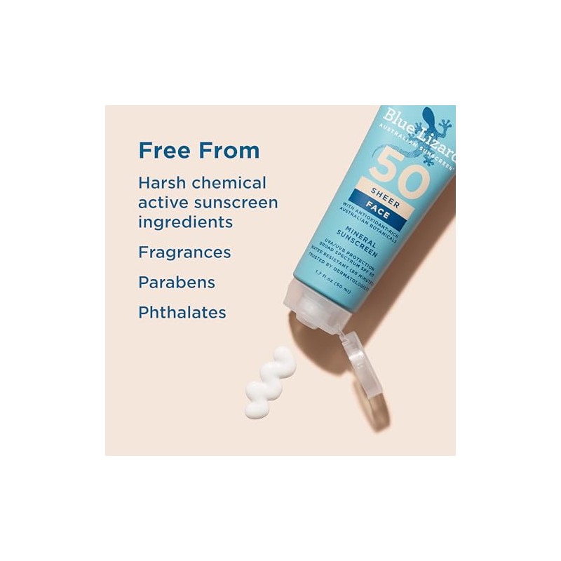 BLUE LIZARD Sheer Face Lotion - SPF 50+, 1.7 Oz