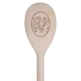 30cm 'Curling Match Action' Wooden Cooking Spoon (SO00025657)