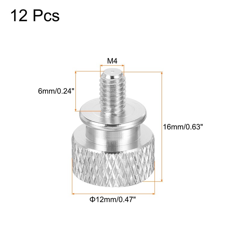 sourcing map 12pcs M4x6mm Knurled Thumb Screw Computer Case Threaded
