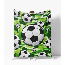 Soccer Blanket Warm Plush Sports Flannel Throw Blanket Super Soft Fleece Cozy Fuzzy Football Blanket Gifts for Kids Teens Adults Room Decor 40"X50"