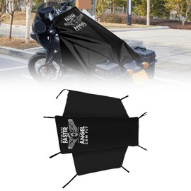 Dream Apparel Motorcycle Seat Cover Sun Shade Waterproof Outdoor Rain Dust Protection Universal Fit Heavy Duty Windproof Motorbike Vehicle Cover with Storage Bag, Black, Size L
