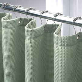 AmazerBath Waffle Stall Shower Curtain, Sage Green Shower Curtain Fabric, Hotel Quality Bathroom Shower Curtains, Heavy Duty, 36 x 72 Inches