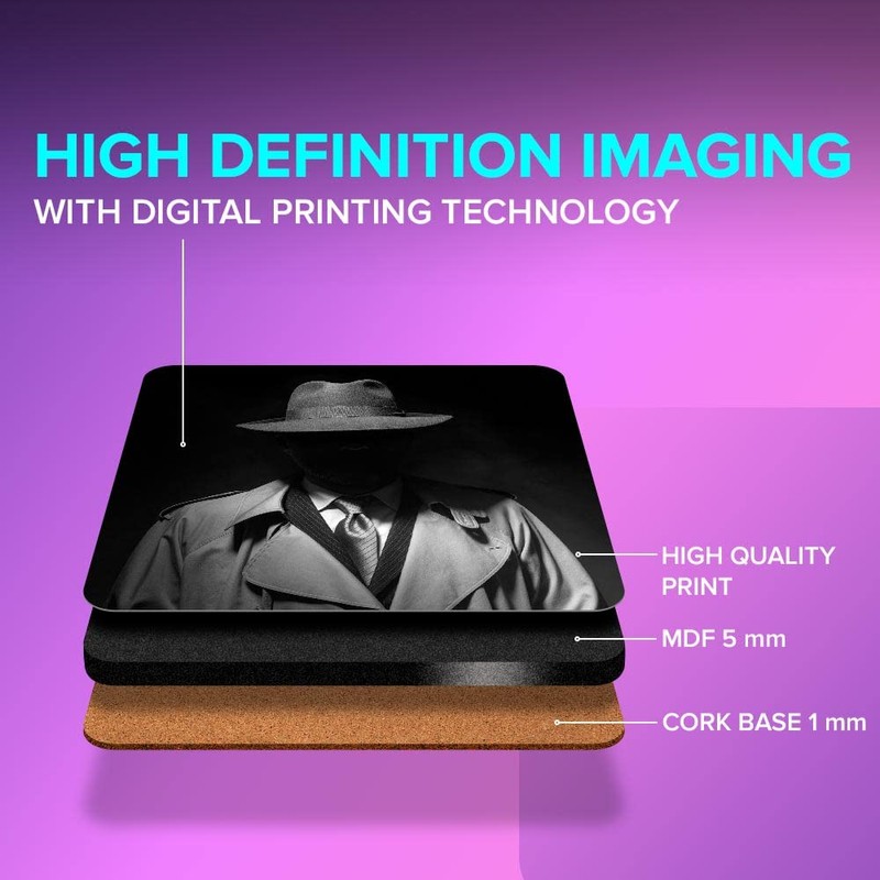 1 x Square Jumbo Size Coaster 12cm Classic Detective Film