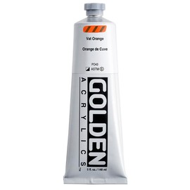 Heavy Body Acrylics by GOLDEN, Vat Orange, 5 fl. oz. Tube, Professional Acrylic Paint, Semi-Opaque