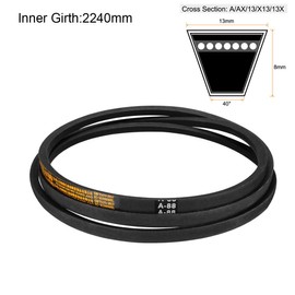 sourcing map A88 Drive V-Belts 88" Inner Length 13mm Width 8mm Thick JIS Standard A-Section Rubber Drive Transmission Belt