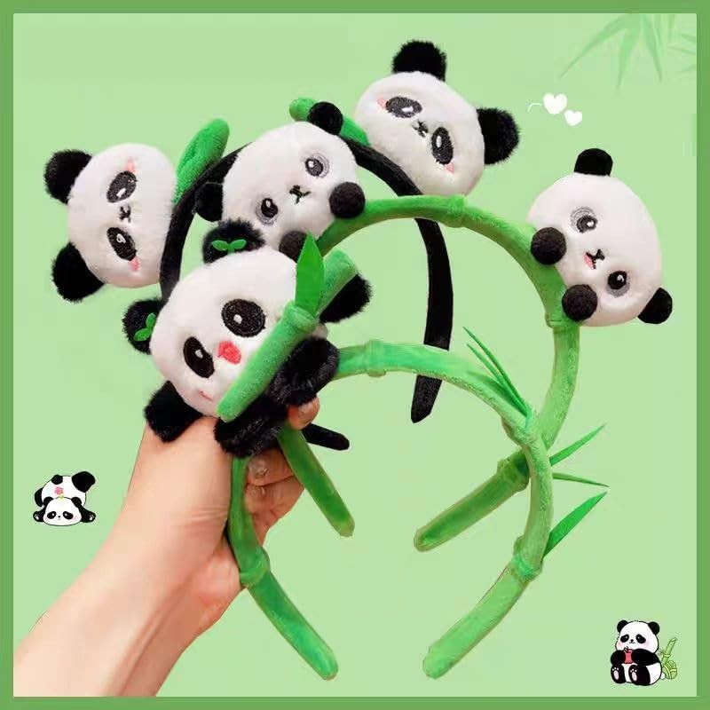 Headband Plush panda headband Headwear (Style 1, One size)
