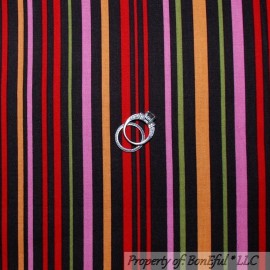 Signature BonEful FABRIC FQ Cotton Quilt Brown Pink Red Green Orange Stripe Calico Small L