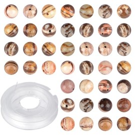 CMBYN 8mm 100pcs Natural Stone Beads Brown Zebra Jasper Round Genuine Stone Beading Loose Gemstone Hole Size 1mm DIY Charm Smooth Beads for Bracelet Necklace Earrings（Brown Zebra Jasper 8mm）