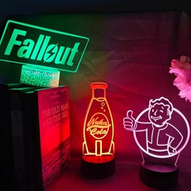 Fallout Triple Lamp Bundle - Nuka Cola, Vault-boy, Fallout LOGO LED Lamp Pack - Cute Funny Game 3D Acrylic Lamps - Bases: 3 Lava Lamp Bases, Colors and Remotes: 16 color with remote
