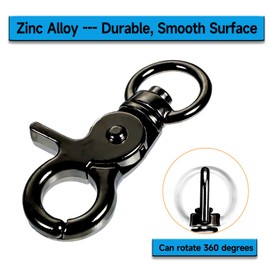 Autokcan 10PCS Trigger Snap Hooks 2.32'' x 0.82'' Zinc Alloy Black Swivel Snap Hooks Heavy Duty Metal Lanyard Clips Hardware for Dog Leash Purse Bag Clips Cages (10)
