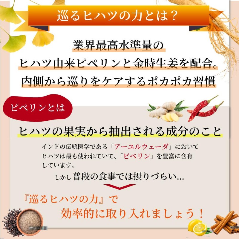 【医師監修】巡るヒハツの力 金時生姜プラス ヒハツ サプリ 【ヒハツ粉末15,000mgｘピペリン320mg(320000μg)配合】 ピペリン GMP国内工場製造 (1袋)